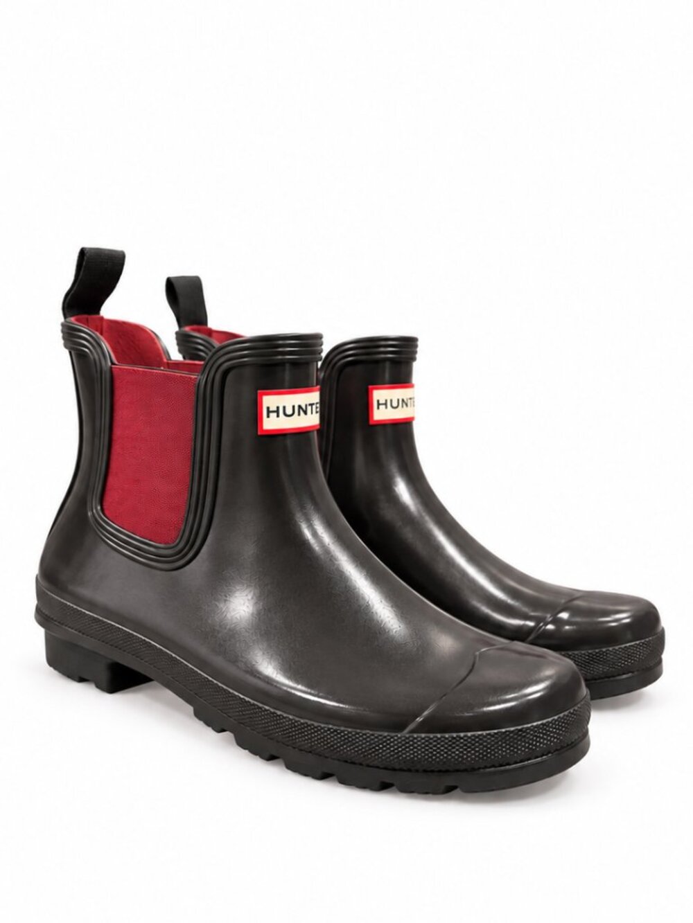 Hunter Original Chelsea Rain Boots Women’s 9 Black Burgundy Waterproof Rubber